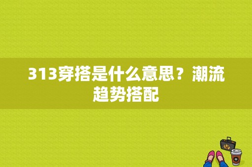 313穿搭是什么意思？潮流趋势搭配